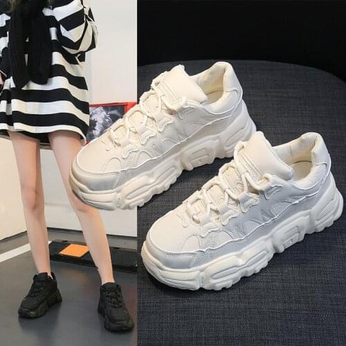 Net Red Ins Tide Old Shoes Women Autumn and Winter New Thick-Soled Lace-Up Casual Sports Shoes Running Shoes