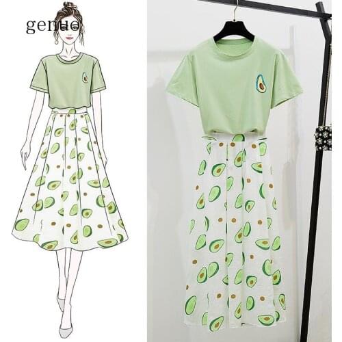 Women Green 2 Piece Sets Brim Niche Nifty And French Hepburn Matcha Green Fairy Skirt Suit Korean Chic Women Summer Top Skirts