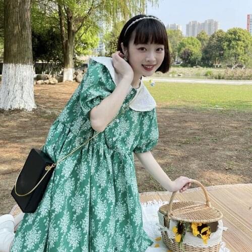 Floral Floral Dress Womens Summer Dress New French First Love Small Doll Collar Lapel Puff Skirt