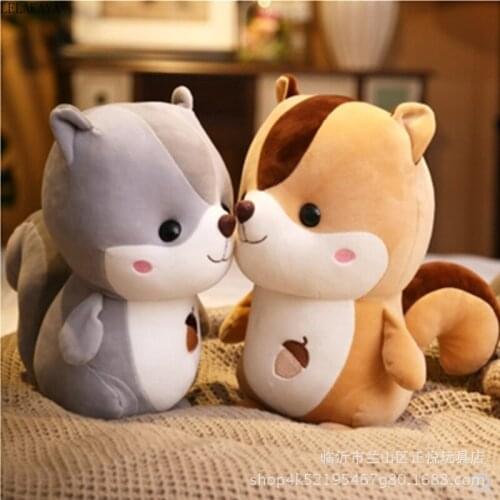 1PCS New Cute Cartoon Raccoon Squirrel Stuffed Plush Animal Toys Doll Soft Cotton Bedtime Pillow Cushion Lovely Birthday Gifts
