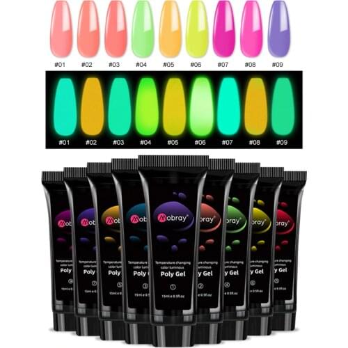 15ml Luminous Glow in The Dark Nail Polish Thermochromic Nail Polish Gel for extension Polish UV LED Nail Art Kit