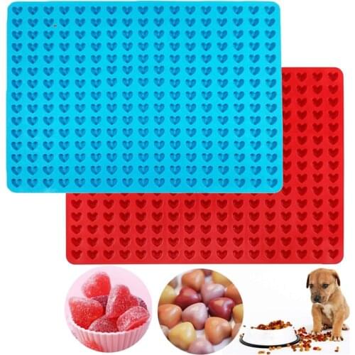 2 Pcs Pet Treats Pan Mini Heart Shaped Silicone Baking Mat Cookies Mould Chocolate Drops Mold 255-Cavity Non-stick Wholesale X2