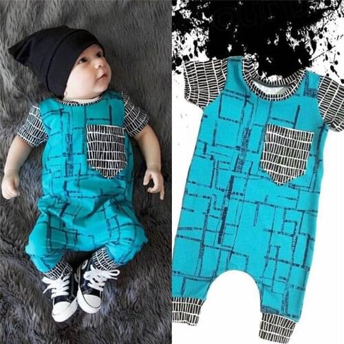 2019 Brand Newest Infant Baby Kids Boy Girl Infant Casual Plaid Rompers Jumpsuit Cotton Clothes Set 0-24M