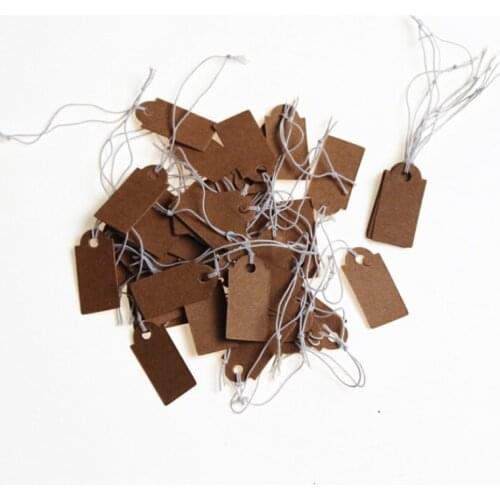 22x13mm 100pcs/lot With Rope Brown kraft Paper Price Label Tags