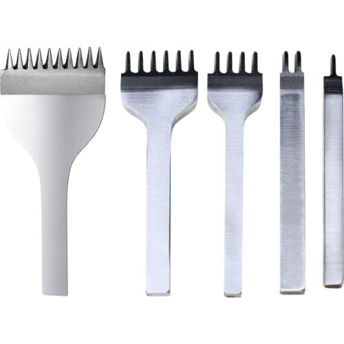 4pcs/set 3mm 4mm 5mm Leather Craft Tools Hole Punches Stitching Punch Tool 1+2+4+6 Prong Leathercraft Punching Tools Set