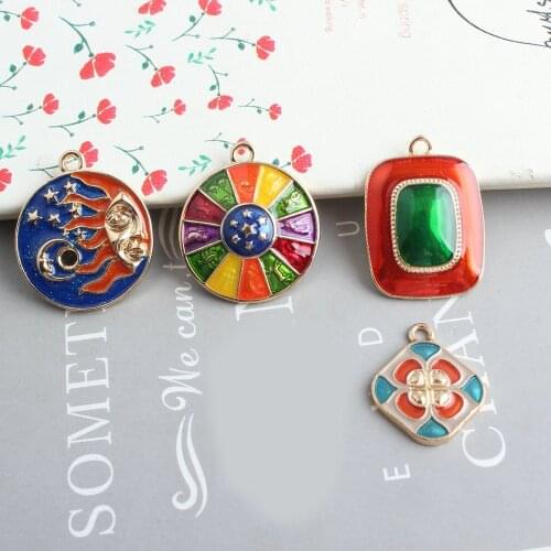 6pcs/lot Abstract starry sky Enamel fan pattern Charms For Jewelry Making Bracelet DIY Earring Necklace Pendant Finding XL834
