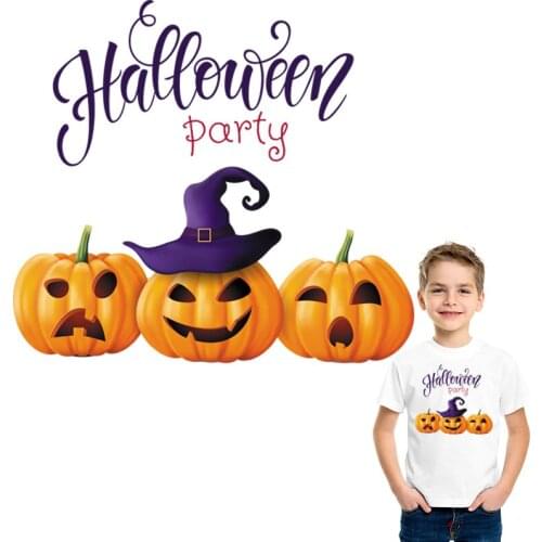 Pumpkin Applique Diy Accessory Stickers Iron On Heat Transfer Clothes Fashion Patch On Clothes Diy Halloween
