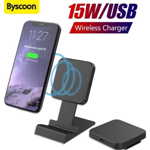 Byscoon 15W Qi Wireless Charger Phone Holder For Samsung S20 S10 S9 Plus Fast Wireless Charging For Huawei Mate 20 30 40 Pro