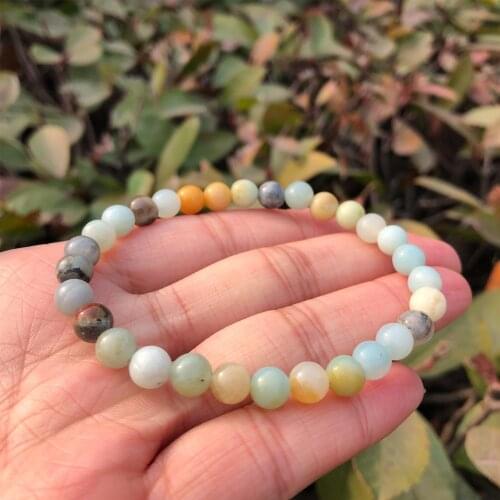 Natural Amazonite Stone Bracelet Sky Blue Round Beads Crystal Quartz Healing Stone Women Jewelry Gift
