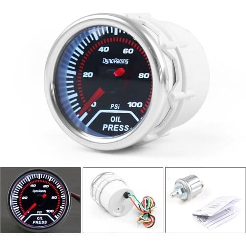 Dynoracing 2" 52MM Car Smoke lens Oil pressure gauge 0-100 PSI Display Oil Press Meter Include sensor TT101948