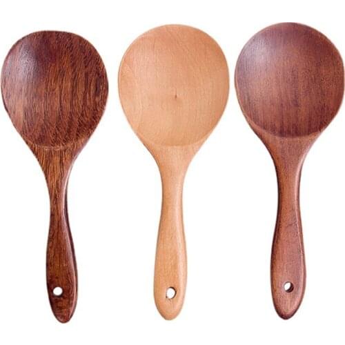 Wood Rice Spoon Home Rice Paddle Kitchen Spatula Non-stick Wooden Rices Serving Spoons Cooking Utensil