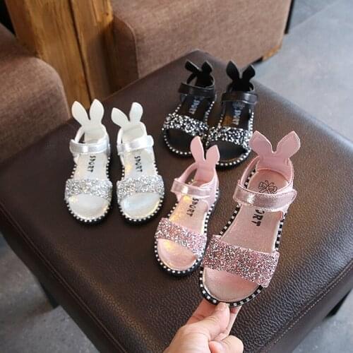 2021 Summer Childrens Sandals Girls SequinEd Water Diamond Roman Shoe Bag With Exposed Toe Baby Shoes Cute Student Shoes