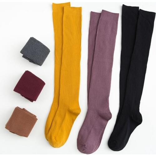 New Style Long Tube Socks Breathable Sweat Absorption Deodorant and Anti Friction Womens Knee High Solid Color Long Tube Socks