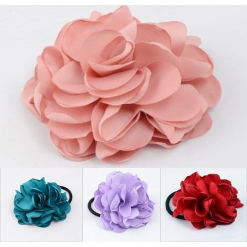 Big Rose Flower Elastics Hair Holders Rubber Bands Girls Women Kawaii Cute Tie Gum Fabric Hot Sale Head wear Accessories