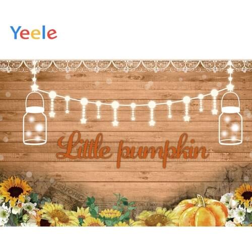 Yeele Little Pumpkin Newborn Baby Shower Kids Birthday Wood Board Sunflower Backdrop Photography Background For Photo Studio