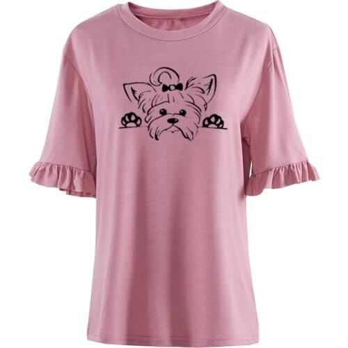 Yorkshire Terrier T Shirt Women Cotton Short Sleeve Girls Camisetas Puppy Peeking Yorkie Dog T-Shirt Harajuku Fashion Tops Tees