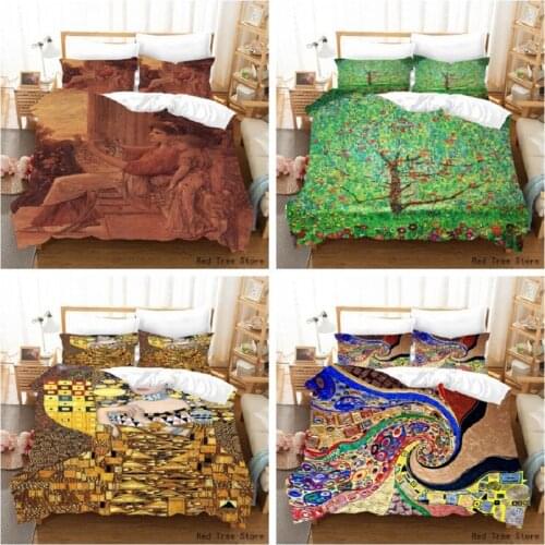 Oil Painting Duvet Cover 3D Famous works Print Bedding Set Luxury Bed Lines Single Double Size Art Series Bedclothes (No Sheet)