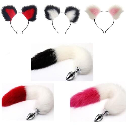 Cosplay Card issuance Sex Toys Stainless Steel Anal Plug Metal Sexy Tail Fox Tail Butt Plug Erotic Anus Flirting Headband