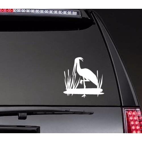 Crane In Pond With Tall Grass Car Body Stickers Window Door Decal Funny Top Quality Waterproof ZP0206