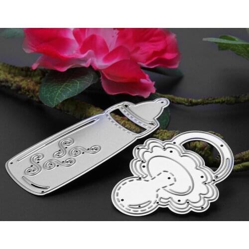 2Pcs Baby Bottle Nipple Metal Cutting Dies Stencils for DIY Scrapbooking Card Making Craft Dies Baby Shower Decoration