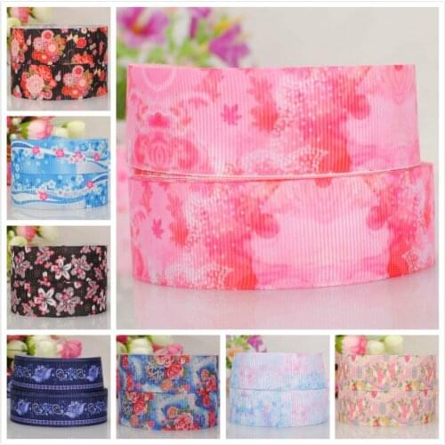 Random delivery 5/10/20 yards 22/25mm Cute flowers ribbon printed grosgrain ribbon for decoration hairbows