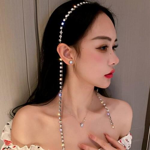 Fashion Rhinestone Crystal Hairbands for Women Long Tassel HairClip Wedding Hair Accessories Jewelry