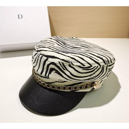 Fashion Military Hats For Women Autumn Sailor Hat Black Ladies Beret Caps Retro British Flat Top Cap Travel Cadet Octagonal Hat