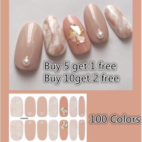 2021 Designed Full Wraps Shiny Nail Art Sticker Decals Multicolor 3D Flower Nail Art Decorations Strips DIY Salon Manicure