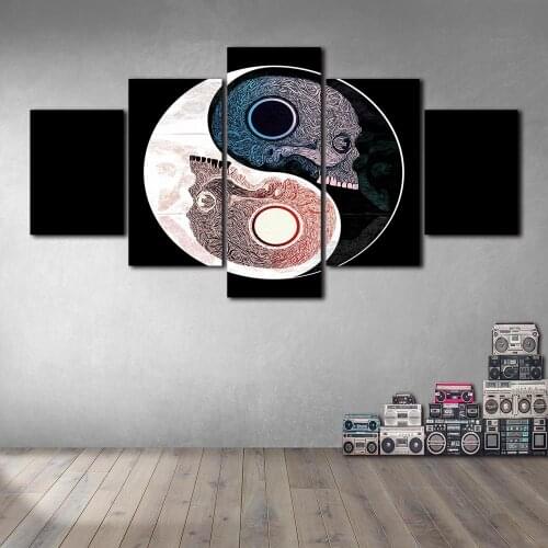 Yin Yang Skull Wall Art Poster Canvas Painting Nordic Wall Pictures Living Room Home Decor No Frame