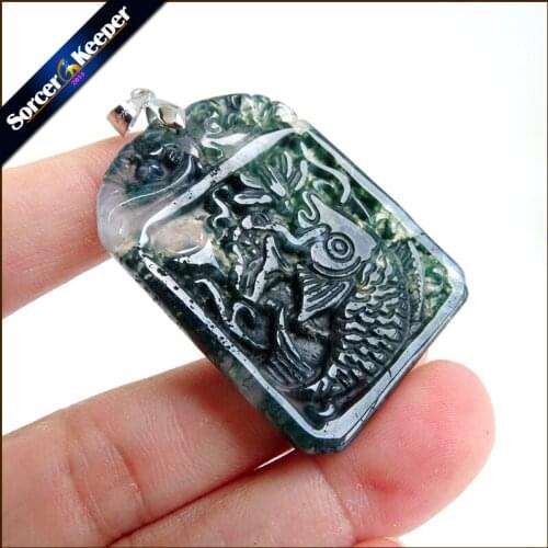 Real Hand-carved Fish Natural Agates Stone Lucky Amulet Pendant Beads Necklace For Women Men Fashion Charm Jewelry SS909