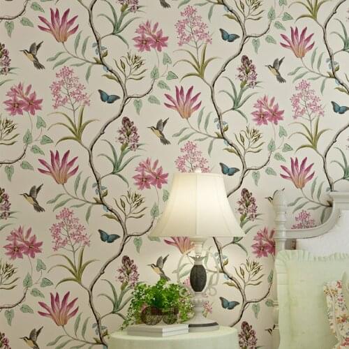 Non-woven Fabric, Bedroom, Living Room, Background, Wall Paper, American Garden Flower And Bird Branch