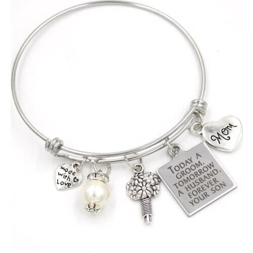 New Arrival Mother of The Groom Gift Bracelet Today a Groom Tomorrow a Husband Forever Your Son Bangle Bracelets Pulsera