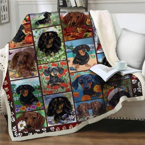 Sherpa Blanket warm Throw Blanket quilt cute Dachshund Blankets for bed sofa Fleece Sherpa soft flannel Blanket weighted blanket