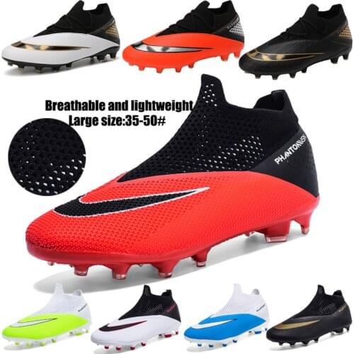 Couples High Ankle Football Shoes Outdoor Football Training Boots TF/F Comfortable Unisex Low-top Football Shoes Big Size 35-50
