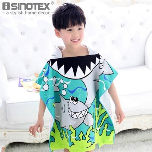 Printed Pattern Hooded Towel Microfibre Beach Wear Bath Towel Beach Hoodie Kids Cloak Hoody Children Towel 60*120cm 1PCS/Lot