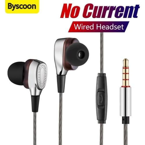 Byscoon Dual Dynamic Earphones Circle Bass In-Ear Wired Earphones 3.5 mm Jack Wire-Controlled Gaming Headset With Microphone