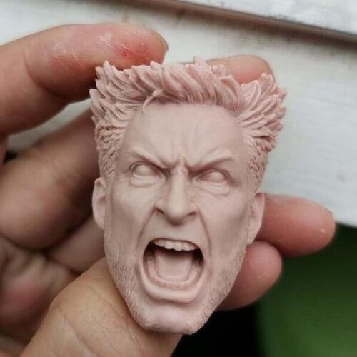 Blank Hot 1/6 Scale Hugh Jackman Howl Head Sculpt Unpainted Fit 12" Figure