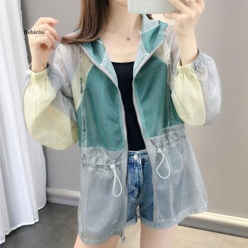 UV Sun Protection Clothing Long Sleeve Color Matching Jacket Anti Ultraviolet Summer Beach Hooded Sunscreen Shirt