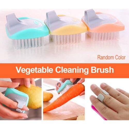 Vegetable Cleaning Brush Mini Fruits Cleaning Brushes Protect Finger Potato Radish Handle Brush Kitchen Clean Tools