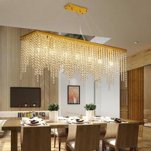 Restaurant Modern crystal chandeliler lighting Rectangular led Ceiling Chandeliers Luxury Dining Room led Lamp Lustre de cristal