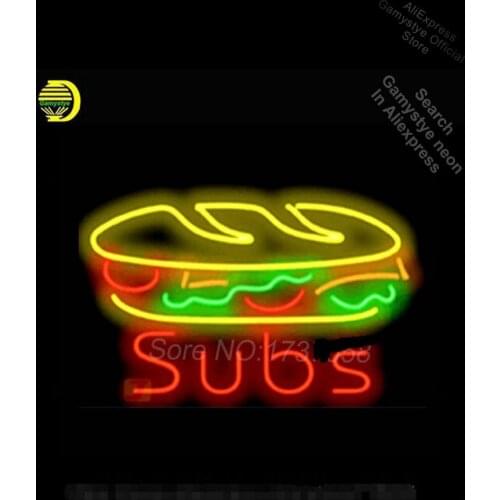 Subs Food Sign Neon Sign Commercial Neon Bulbs Real Glass outdoor lighting store neon lights for rooms Vintage Garage Lighting