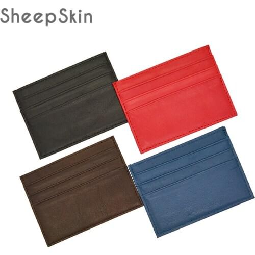 Sheepskin Genuine Leather Slim Super Soft Thin mini credit card holder Men&Women Small Card Wallet Custom Name LOGO