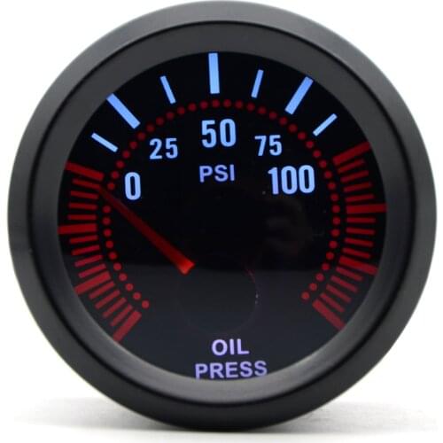 2'' 52mm Universal Smoke Lens Oil Pressure Gauge 0-100 PSI LED With Oil Press Sensor Car Gauge