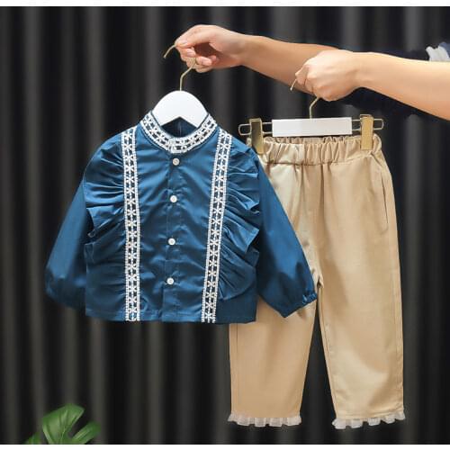 Spring baby girl clothes outfit sets shirt pants suit for toddler girls baby clothing 1 2 3 4 5 6 T baby design birthday sets