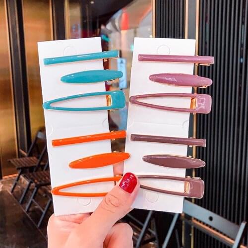 MISANANRYNE 3PCS/Set Women Girls Cute Dripping Glaze Geometric Alloy Hairpins Sweet Hair Clip Barrette Fashion Hair Accessories