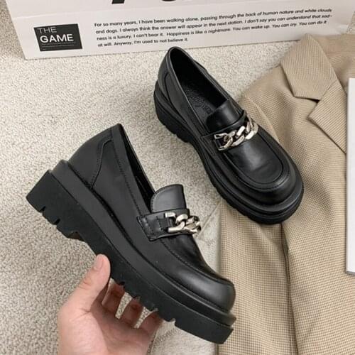 Women Wedges Pumps Square Toe Platform Loafers Leather Slides Slip on Metal Decoration Thick Bottom Shoes Designer Zapatos Mujer