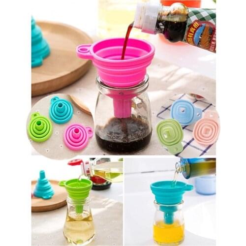 1PCS High Mini Quality Food Grade Silicone Gel Folding Funnel Folding Telescopic Long Neck Funnel Liquid Filling Kitchen Tools