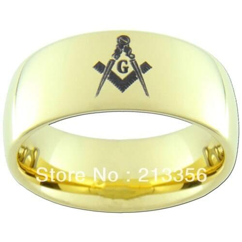 10PCS/LOT FREE SHIPPING!USA WHOLESALES CHEAP PRICE 8MM WOMEN&MENS HIS/HER GOLDEN DOME MASONIC MASTER MASON TUNGSTEN RINGS