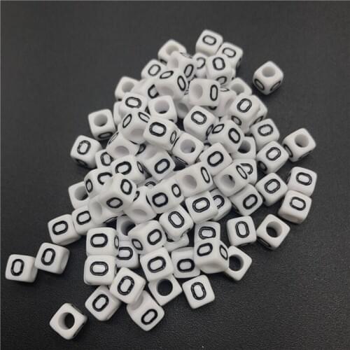 100pcs 6mm Letter O Square Alphabet Beads Acrylic Beads For Jewelry Making DIY Bracelet Necklace Accessories