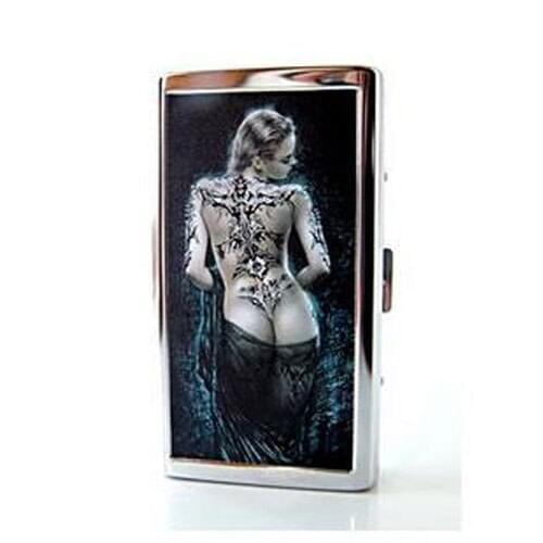 14-20 Cigarette Fine Female Sexy Tattoo Pattern Cigarette Case Metal Cigarette Box Slim Portable Seal Waterproof High-Grade Gift